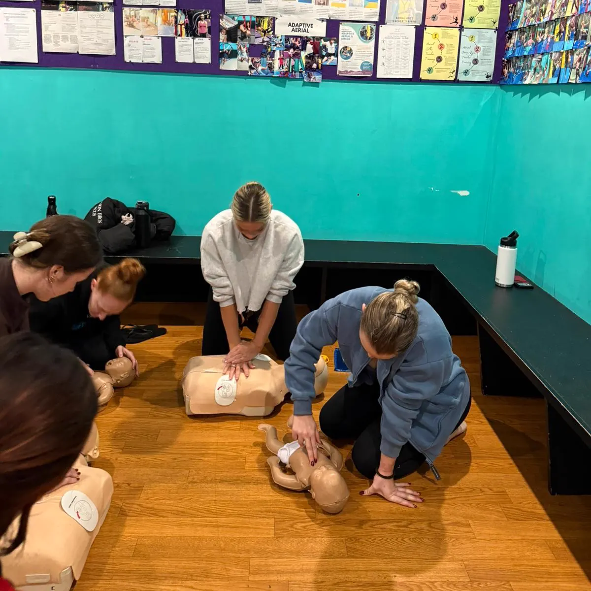 Hands-on CPR and AED training practice with SKLD Training equipment